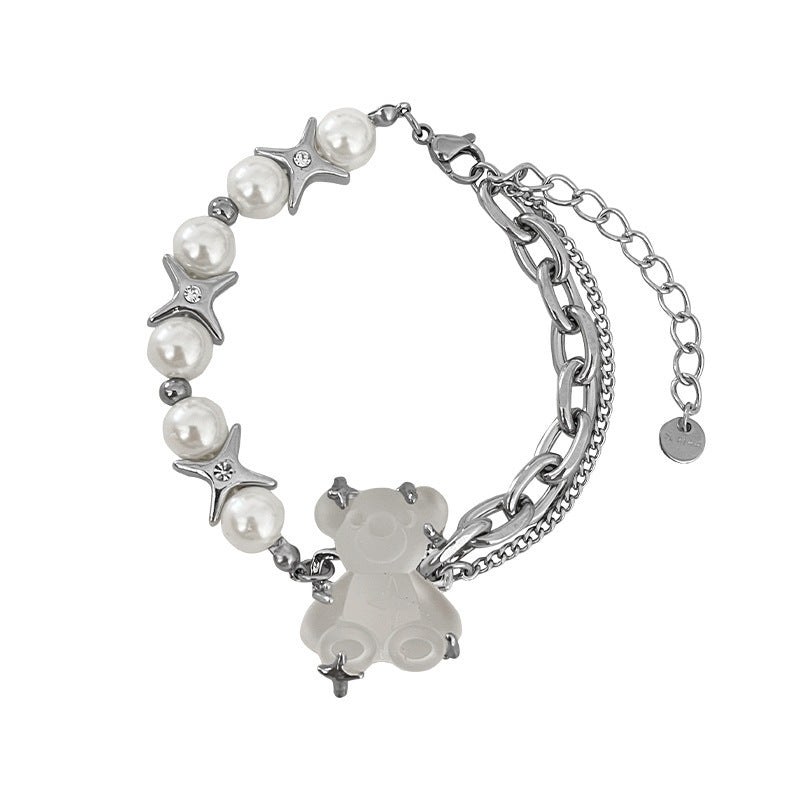 Pearl Bear Niche Hip Hop Style Sweet Cool High-grade Bracelet