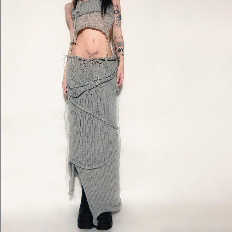 Gilet bandeau ajusté sans dos tricoté