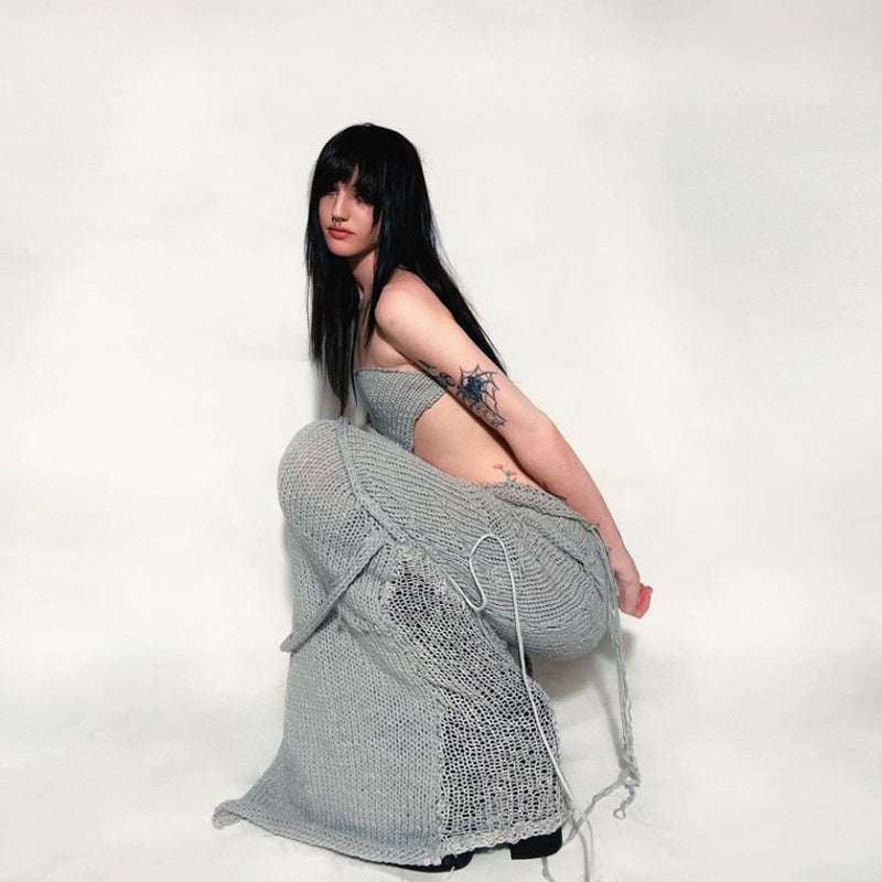 Gilet bandeau ajusté sans dos tricoté