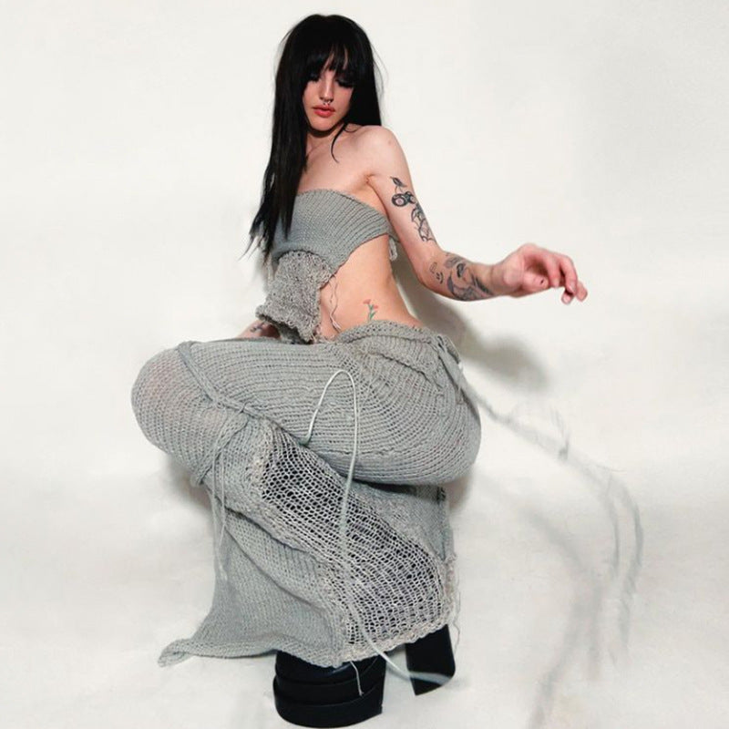 Gilet bandeau ajusté sans dos tricoté