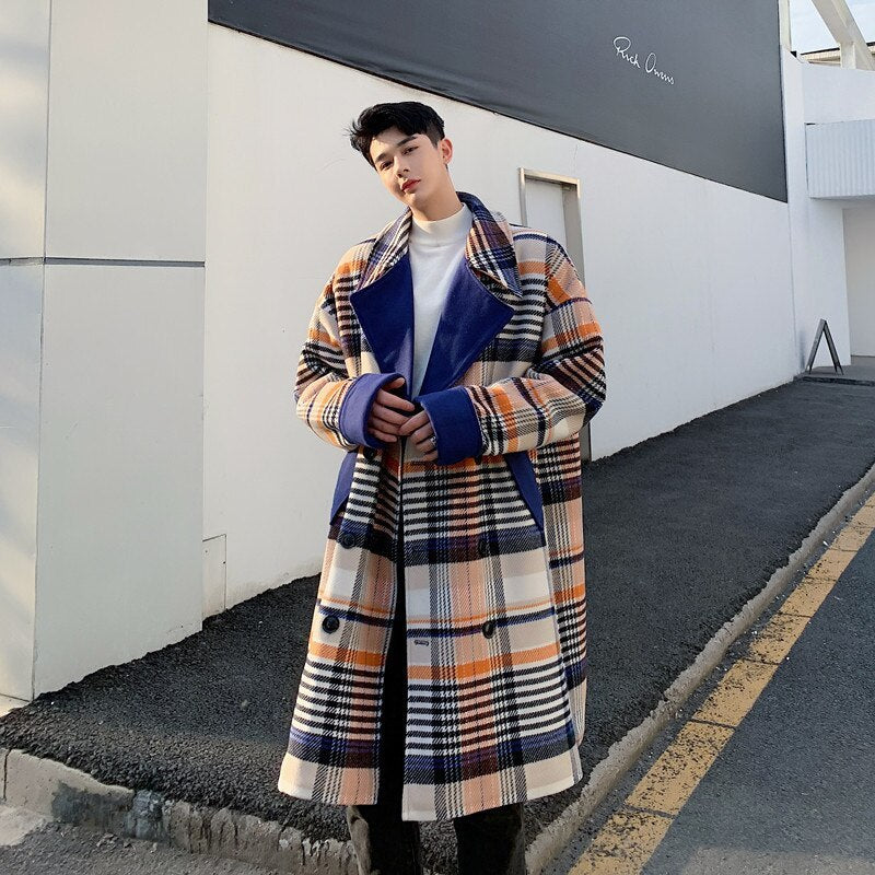 Tartan woolen coat