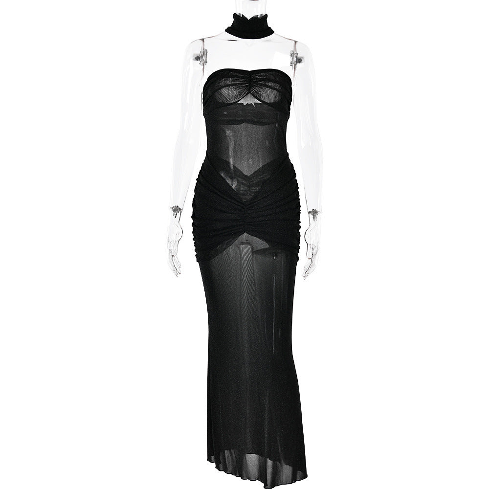 Robe queue de poisson slim haut de gamme de couleur unie