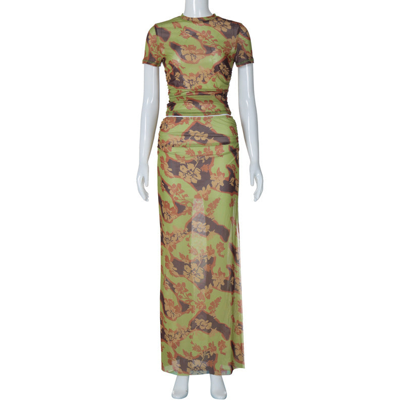 Floral Printed  Slim Temperament Spring Dress Suit