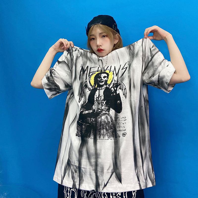 Spray paint striped short sleeve