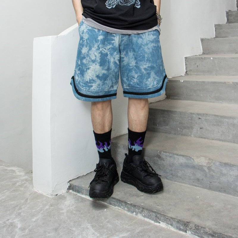 Short en jean teint à l'eau de Javel