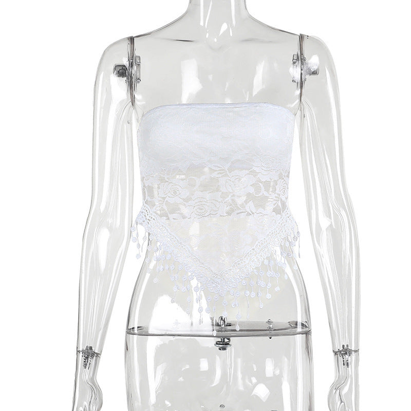 Lace Tube Top Tassel Vest Slim Fit Versatile Top