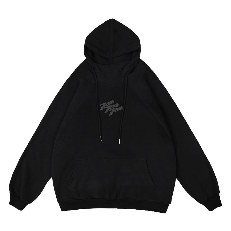 Loose hooded plus fleece sweater