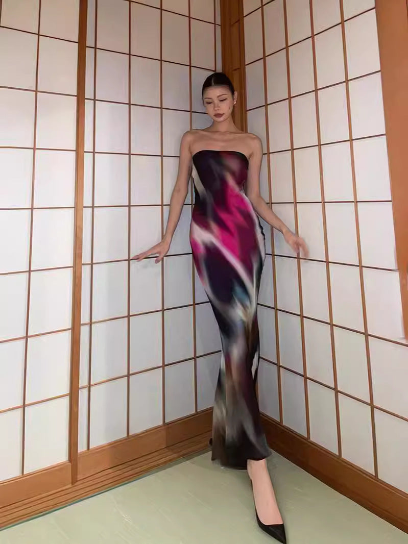 Fashion Printed High Waist Dress