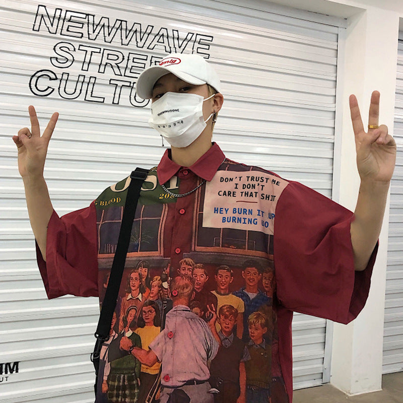 Summer Thin Red Short Sleeve Shirt