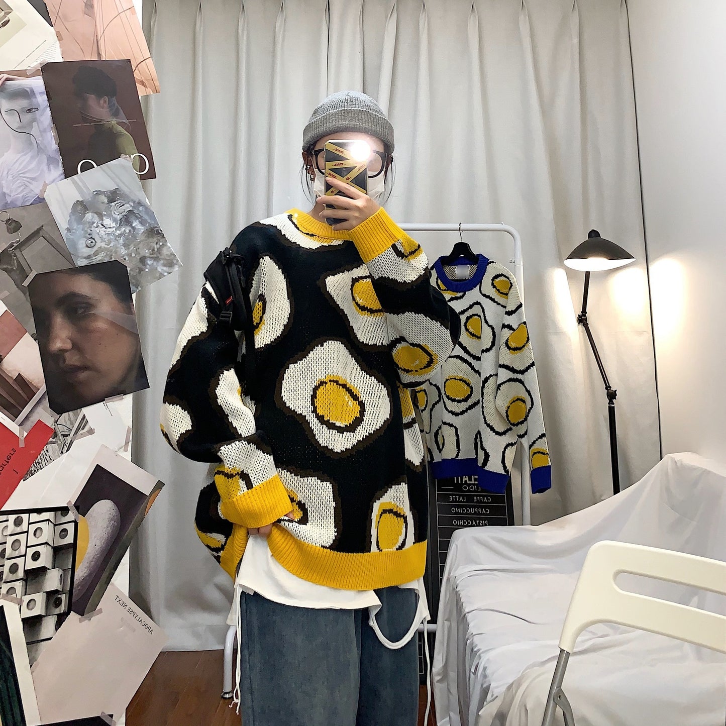 Pull imprimé œuf poché