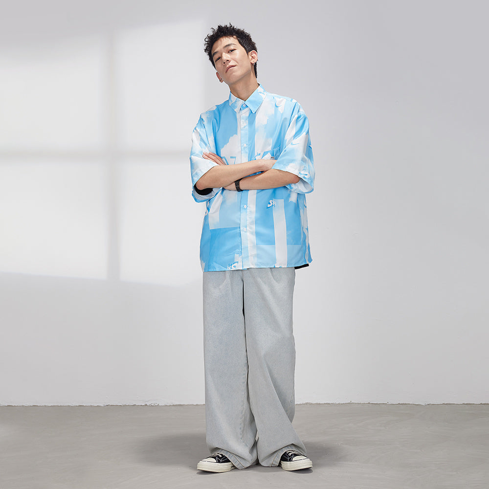 Chemise ample à manches courtes et imprimé rétro