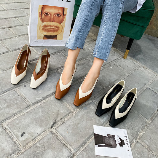 Zapatos de tacón alto con punta cuadrada para mujer