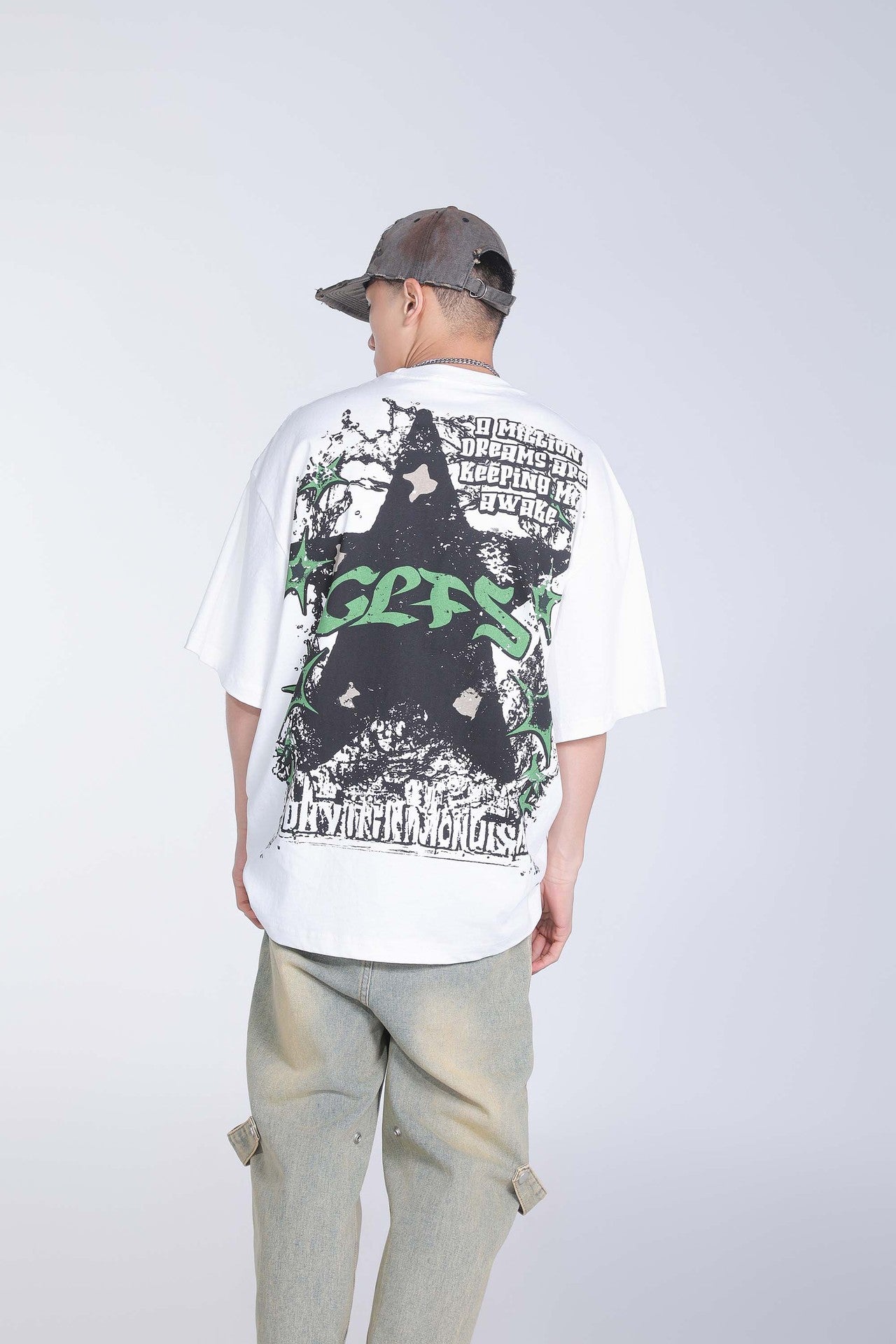 Creative Five-pointed Star Letter Print Short-sleeve T-shirt