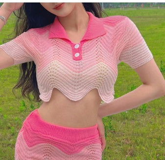 Woolen Top  Multicolor Slim Fit Hip Skirt Suit