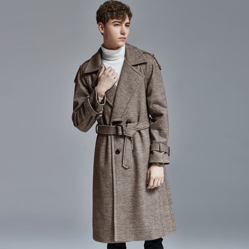 Above-knee Herringbone Coat