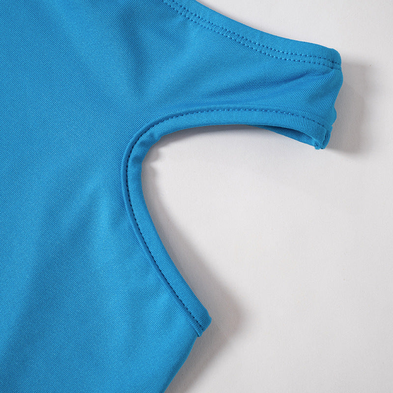 Gonna a maniche corte con foro di fiori in fiamme, nuova tinta unita, abito casual