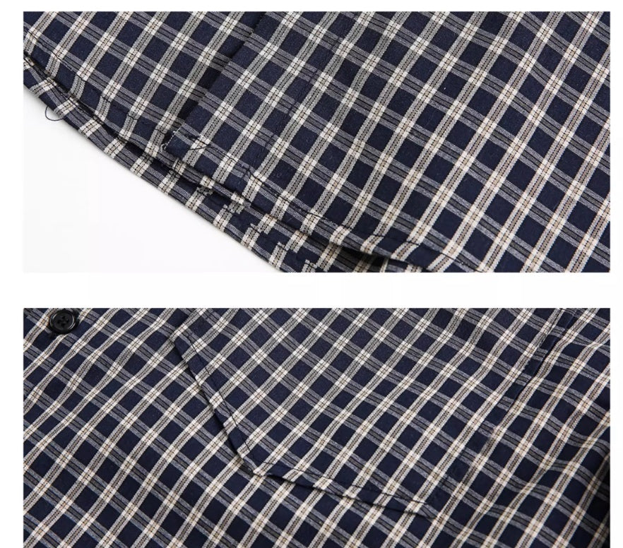 Chemise à carreaux décontractée à manches courtes style rétro américain basique