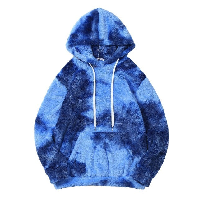 New Pullover Tie-dye Plush Hooded Sweater