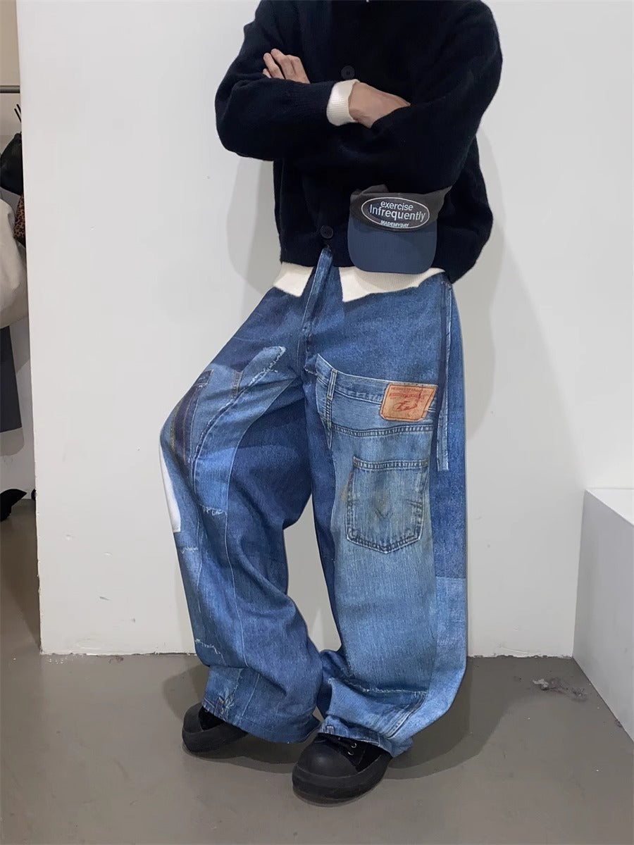 Jean droit ample au design rétro américain indépendant