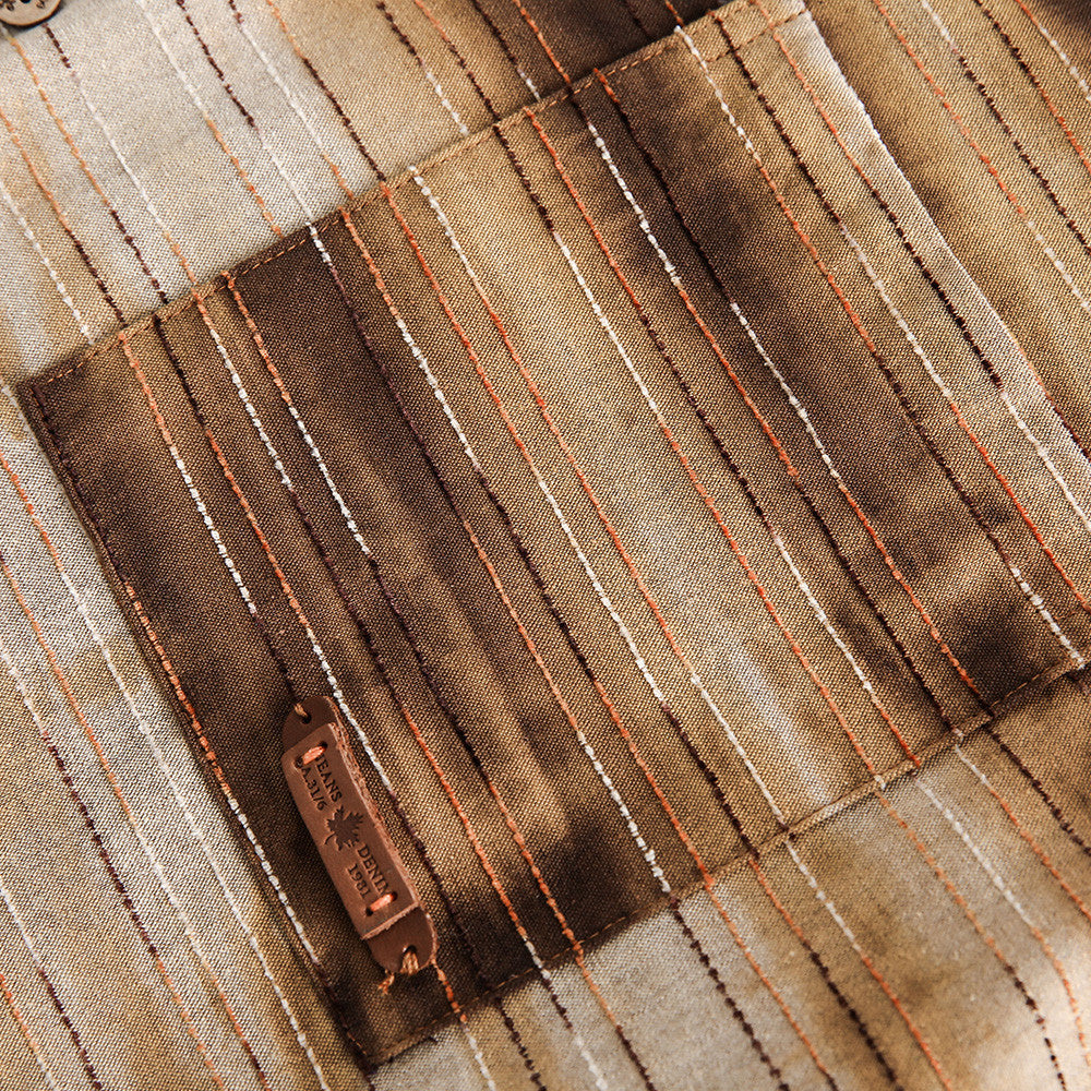 Gradient Striped Short-sleeved Shirt For Men