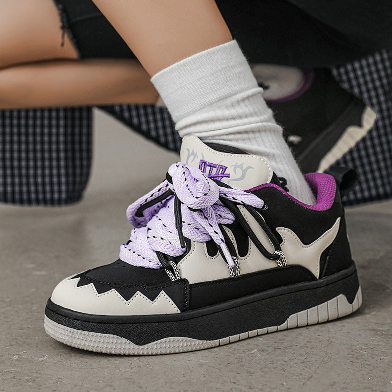 Chaussures décontractées de skateboard à contraste noir et blanc