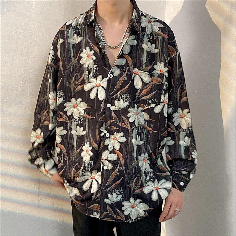 Loose Trend Retro Long-sleeved Floral Shirt