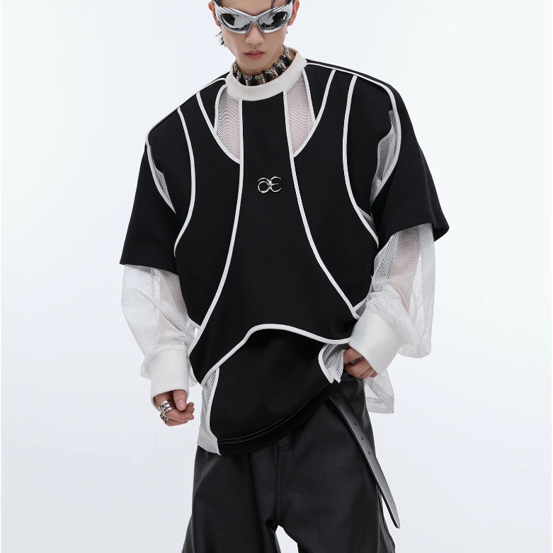 Maglione girocollo a maniche lunghe con spalle imbottite