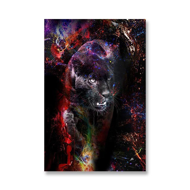 Graffiti Color Lion Canvas Painting Living Room