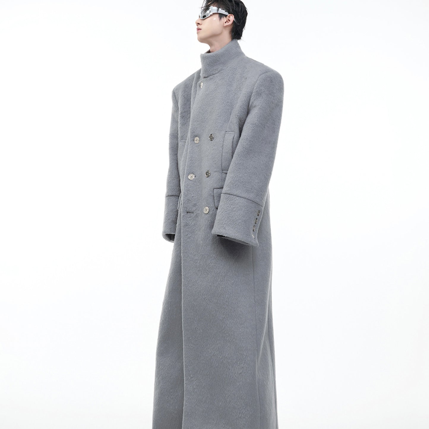 Stand Collar Profile Woolen Coat Heavy Long Below The Knee Woolen Coat