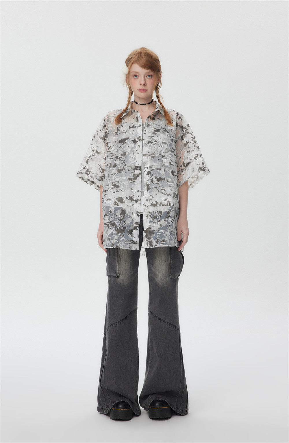 Tie-dyed Contrast Color Short-sleeved Shirt For Men