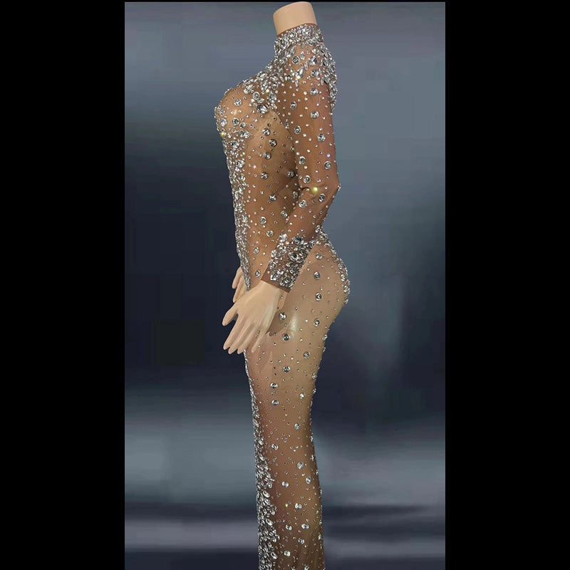 Rhinestone Dress Tight Ball Gown