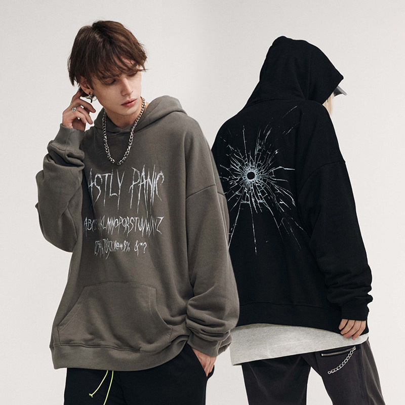 New Men's Printed Loose Hooded Sweater