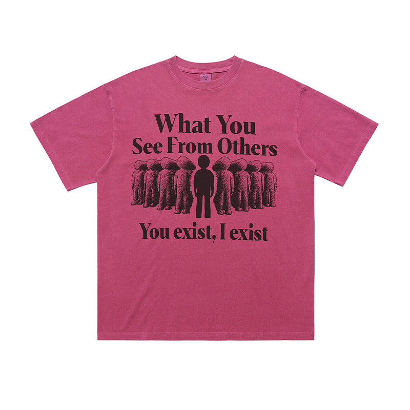 Letter Printed Pure Cotton Loose Short Sleeve T-shirt