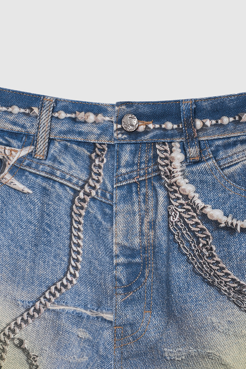 Jeans Loose Street à impression numérique