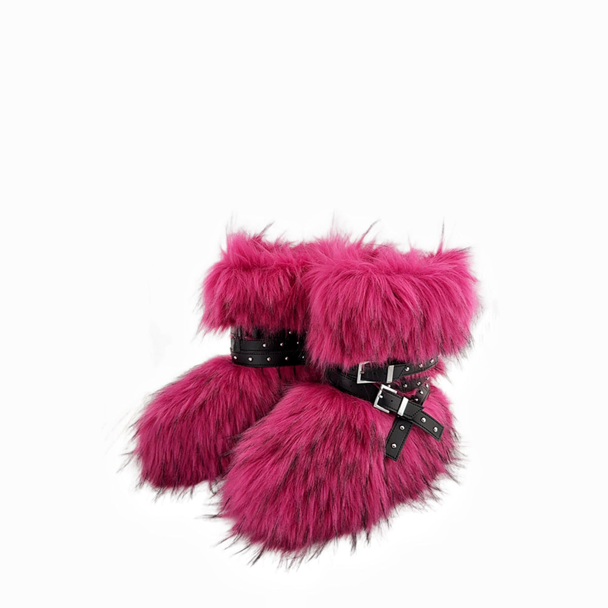 Bottes en laine à rivets, coupe ajustée, couleur foncée, à lacets