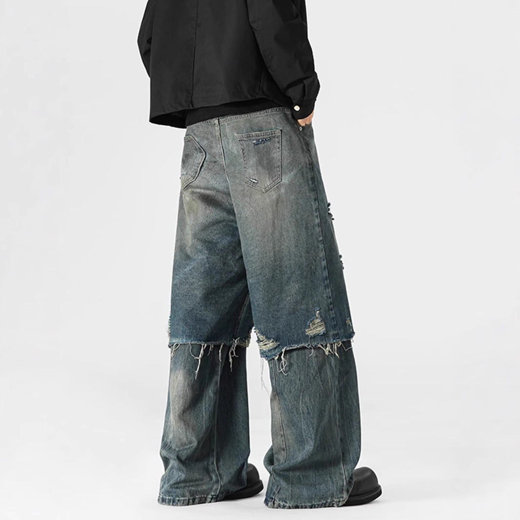 American Street Fake Two-piece Jeans