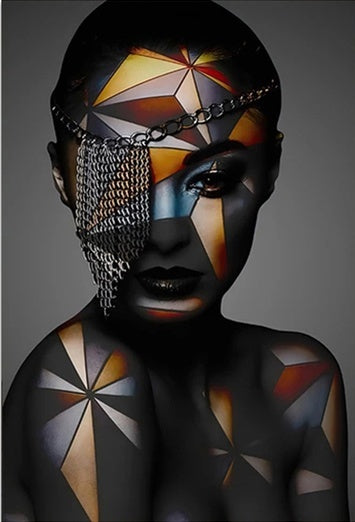 Geometric Makeup African Black Woman Canvas Painting Wall Art  Poster