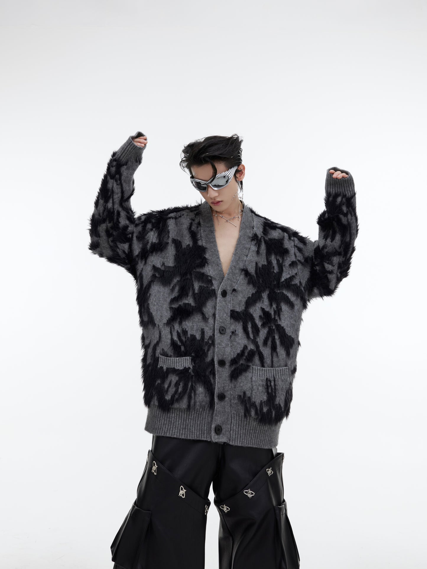 Veste pull en tricot à col en V de style rétro pour homme