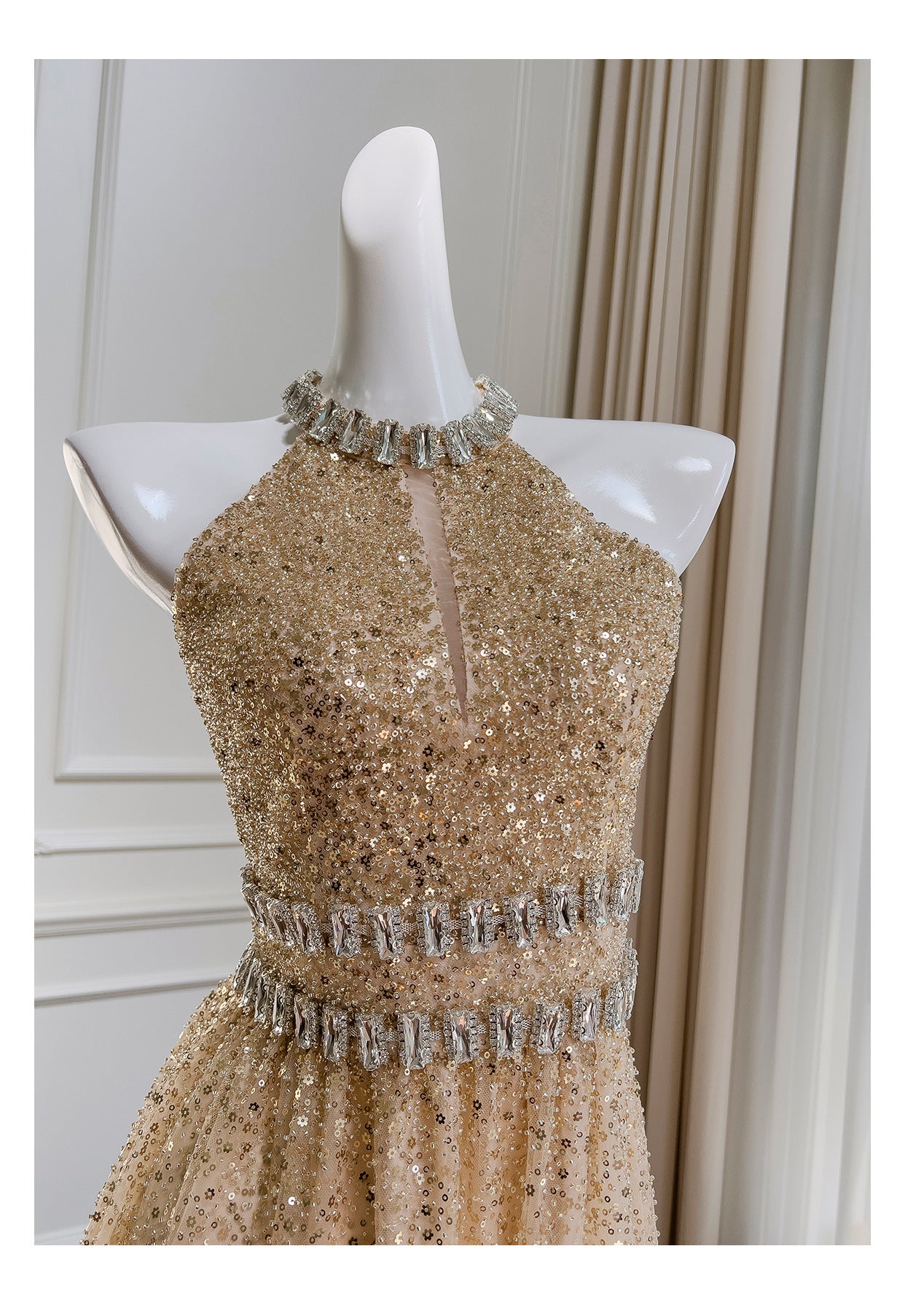 Sequin Gauze Long Dress For Dinner