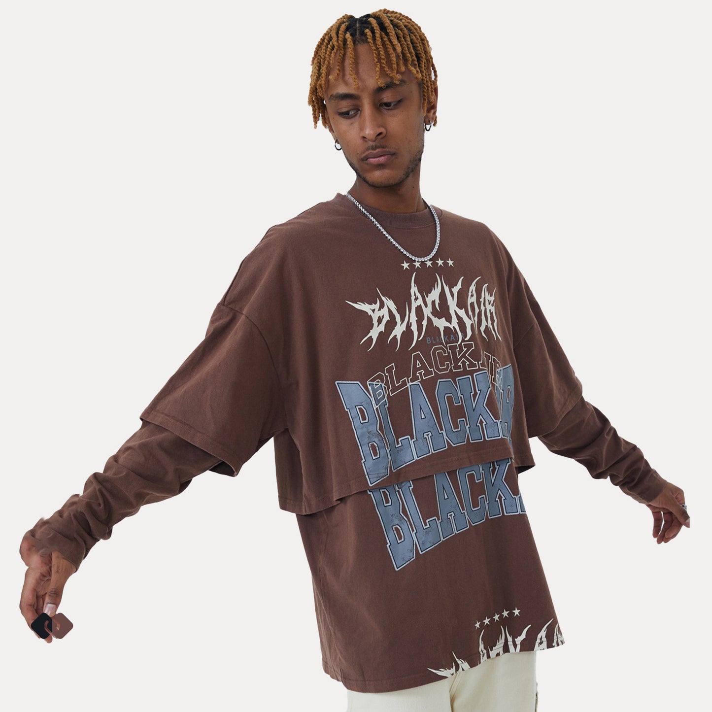 Two-Piece Washed Distressed Long Sleeves