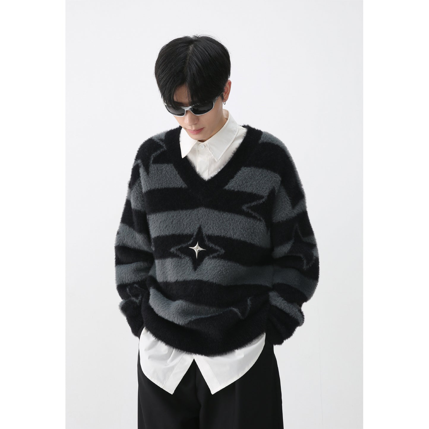 Nouveau pull rayé à manches longues pour homme