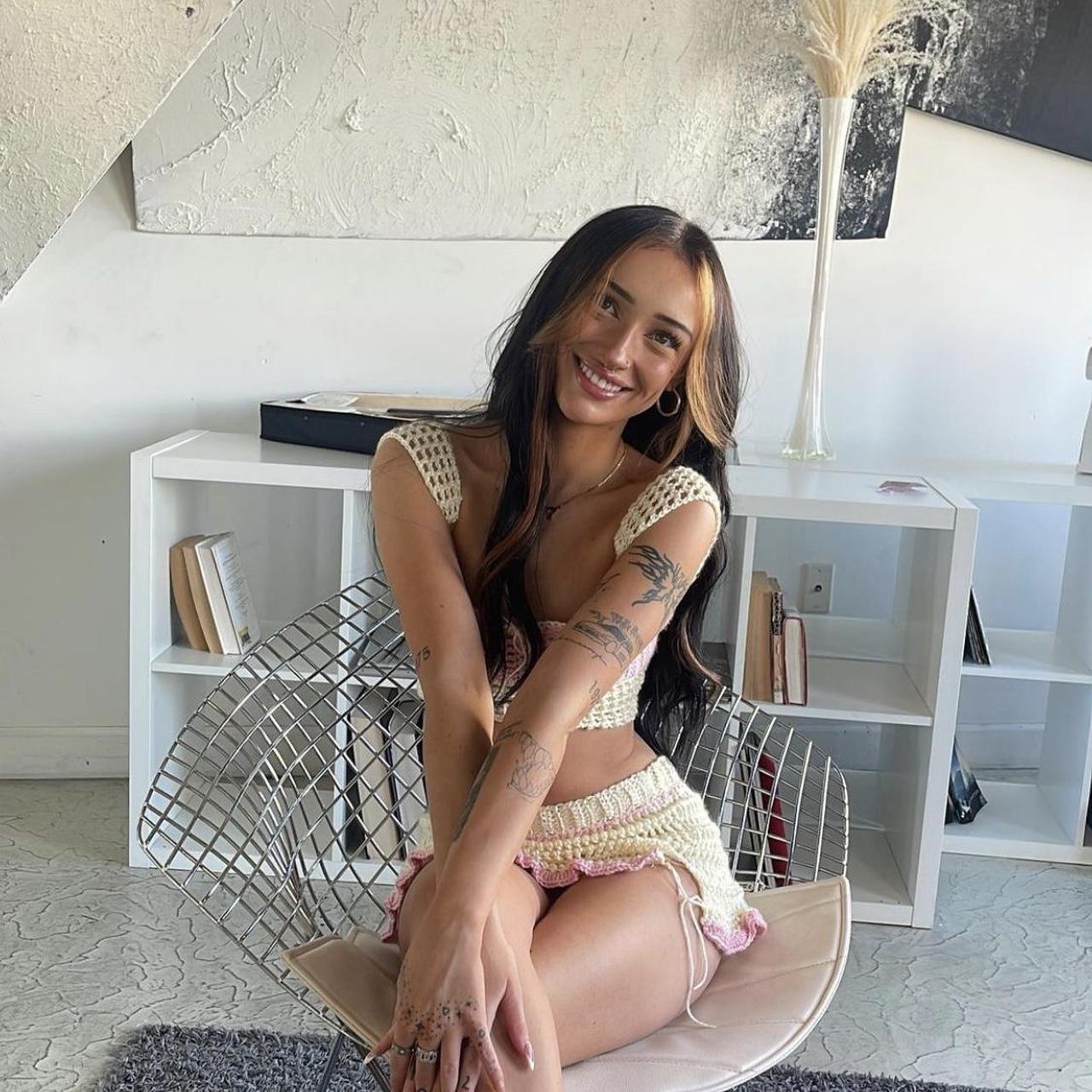 Knitted Color Matching Sleeveless Vest Split Skirt Outfit