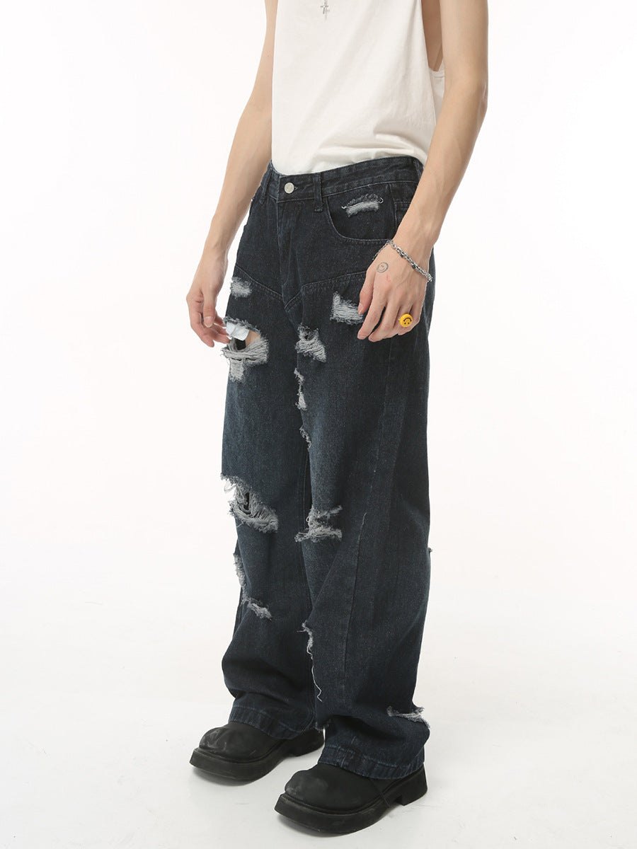 Summer Retro Loose Hole High Street Hip Hop Jeans