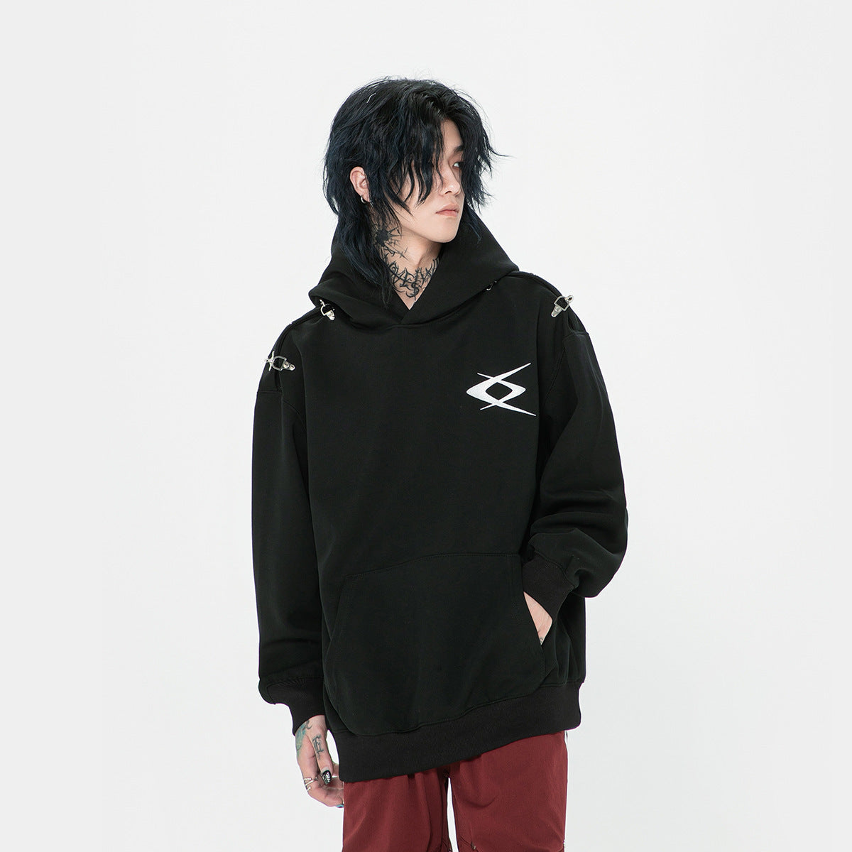 American-style Solid Color Hooded Sweater For Men