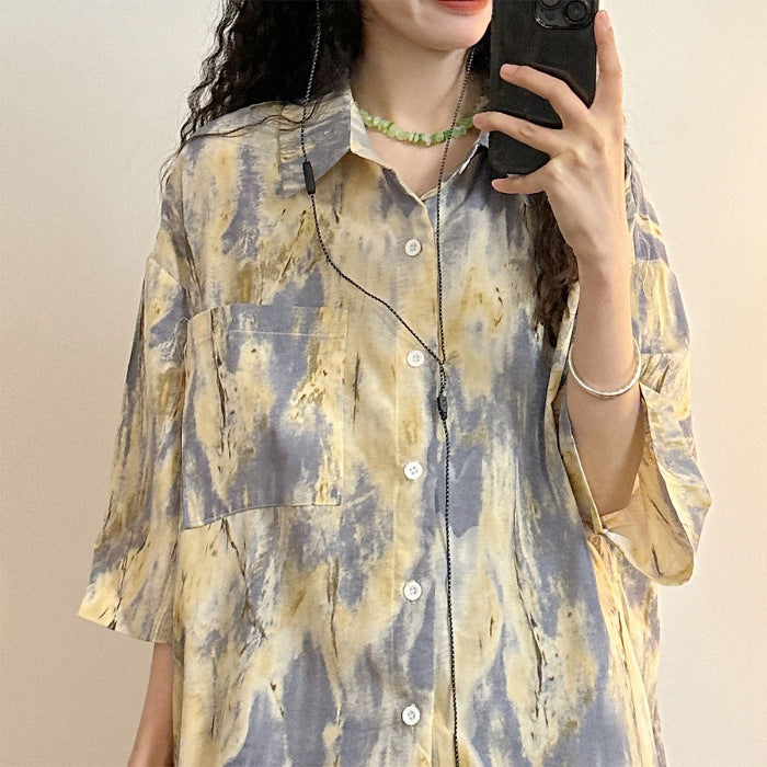 Chemise tie-dye Design Sense Niche à manches courtes