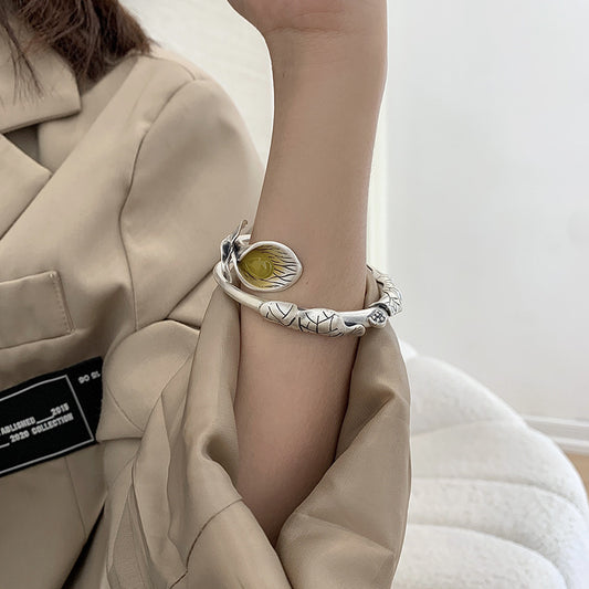 Bracelet fleur en argent thaïlandais vintage