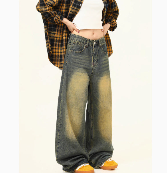 Loose Straight Washed Jeans