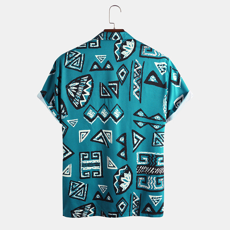 Chemise ample à manches courtes imprimée tendance