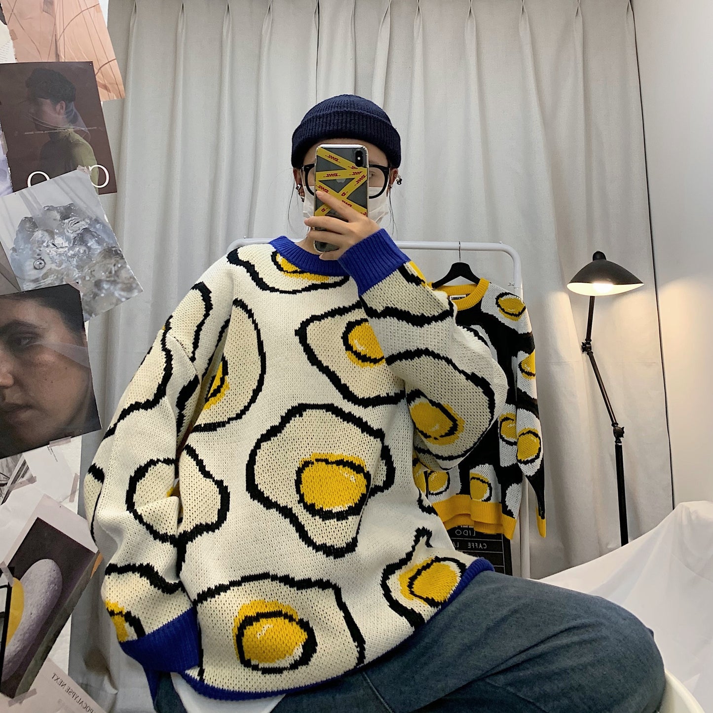 Pull imprimé œuf poché