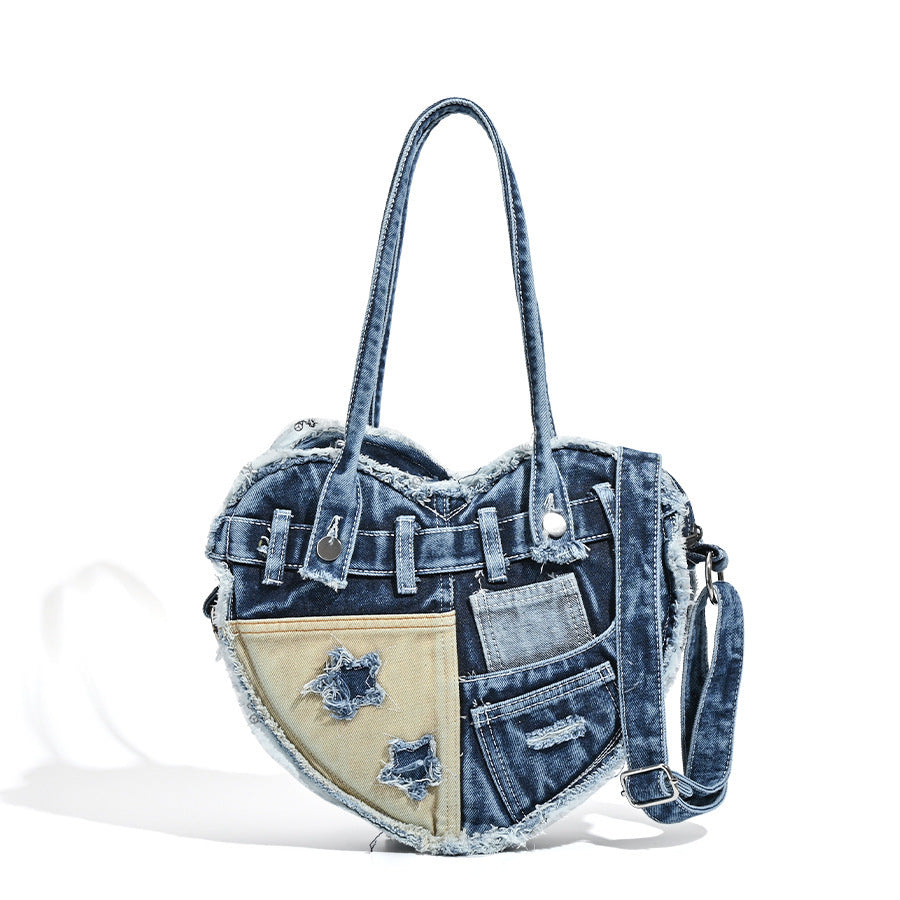 Denim Bag High-grade Large Capacity Underarm Bag Special-interest Design